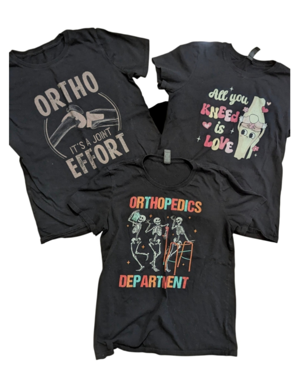 Orthopedic Graphic Tee Set of 3, Size Small
